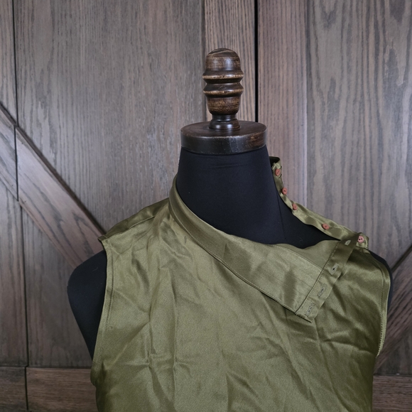 Herve Leger Olive Green Sleeveless Asymmetric Neck Camisole - Picture 2 of 4